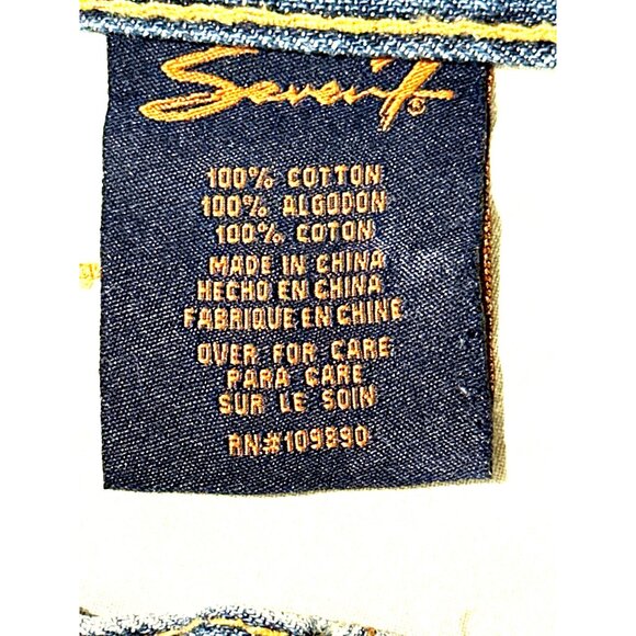 Seven7 Vintage Flared Jeans Floral Paisley Bell Bottom Design Leg Inserts Sz 32 - Picture 10 of 16